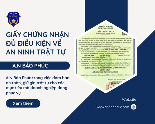 GIẤY CHỨNG NHẬN ĐỦ ĐIỀU KIỆN VỀ AN NINH TRẬT TỰ